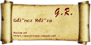 Güncz Róza névjegykártya